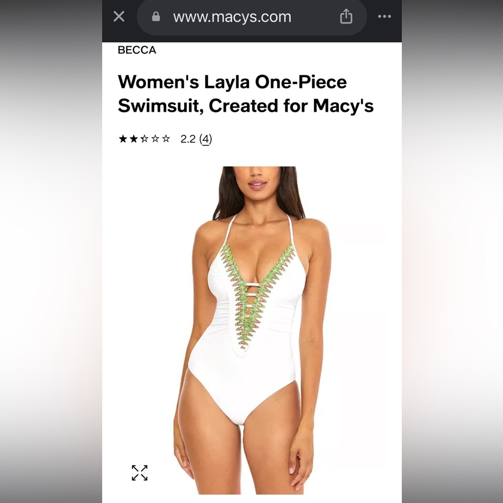 Becca White Layla Swimsuit Size Small